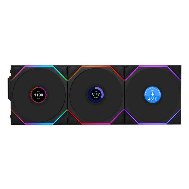 LIANLI　UNI FAN TL LCD Wireless 120 BK Triple Pack ブラック　UF-TL120-LCD-WLS-3B