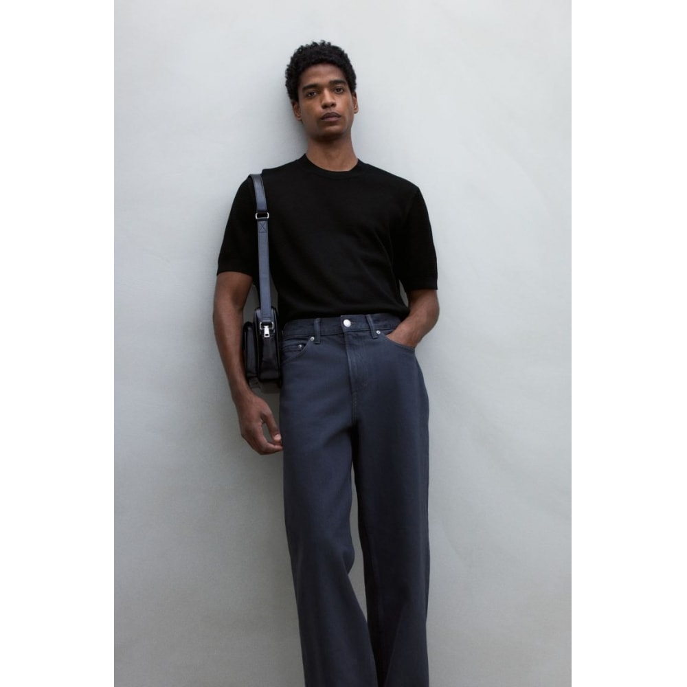 H&M レギュラーフィットホールニット T シャツブラック