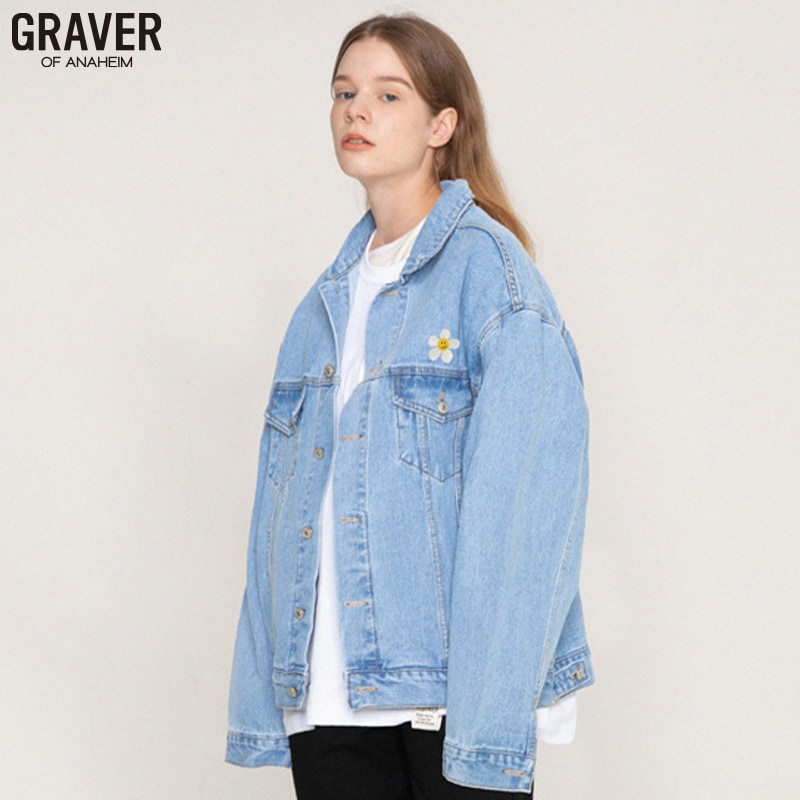 [UNISEX]フラワードット刺繍 DENIM JACKET_LIGHT BLUE