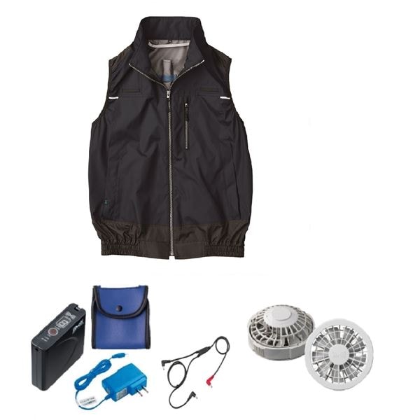 KU92120 空調服 R ポリエステル製 遮熱フルハーネス仕様ベスト FAN2200G・RD9261・LISUPER1セット ダークブルー L 16,160円