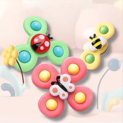 他サイト： Polaristure くるくるスピンフレンド ハンドスピナー 赤ちゃん お風呂 おもちゃ 0歳 吸盤付き 蝶/てんとう虫/ハチ 3点セット 有害物質検査実施済みの商品画像