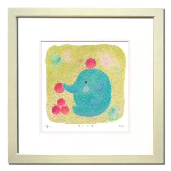 ファブリックパネル アートフレーム メルヘン 草花 かわいい 壁掛け ウォールデコレーション Ryo 一緒にたべよう ジグレー版画 320x320mm