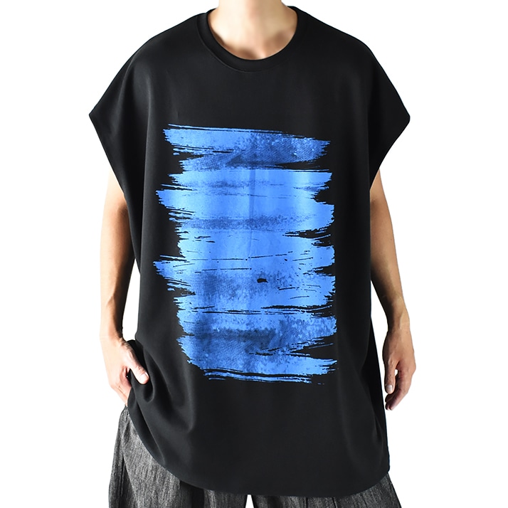プリントTシャツ ビッグシルエットTシャツ ビッグTシャツ Tシャツ タンクトップ ノースリーブ メンズ モード系 背中 バックプリント おもしろ 大きいサイズ オーバーサイズ ロング丈 袖なし