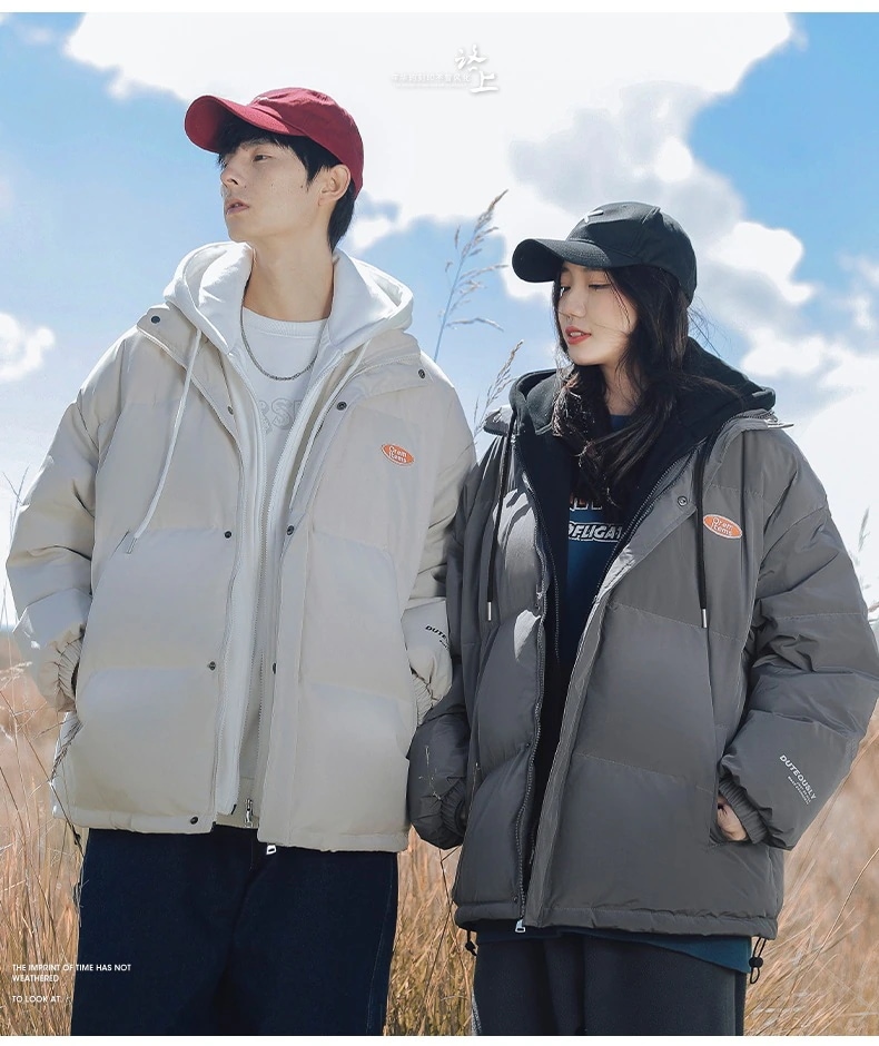 メンズ服 ダウンジャケットメンズファッションコート冬の新作ダウンジャケットフードコート偽の綿入れ2枚のパン服を厚くする男女兼用 タグ