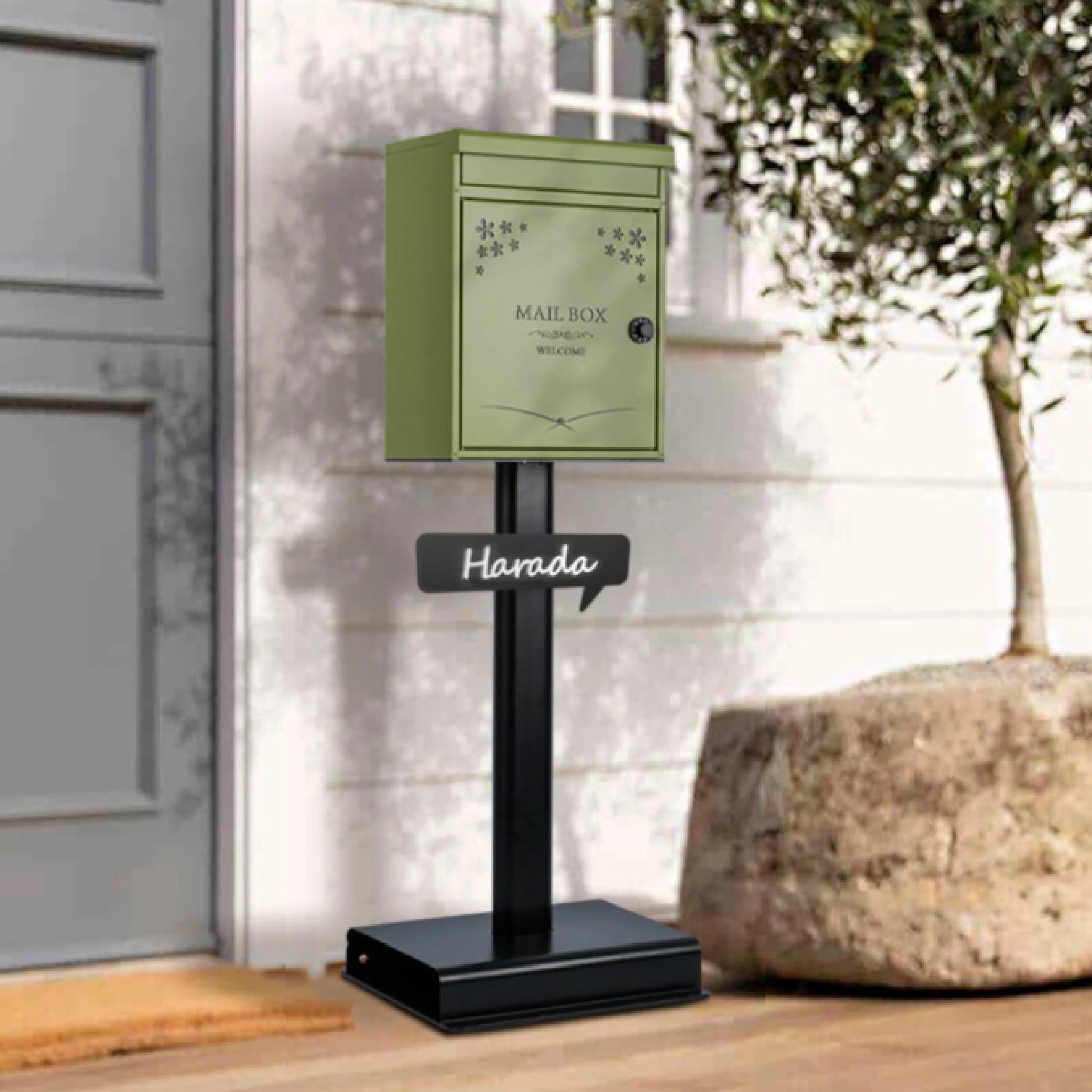 新商品 ポスト 置き型ポスト ポスト メールボックス ポスト 郵便ポスト 一戸建て用 アンティーク スタイリッシュ 屋外 玄関 大容量 mailbox 新聞 雑誌 郵便ポスト ダイヤル錠 郵便受け