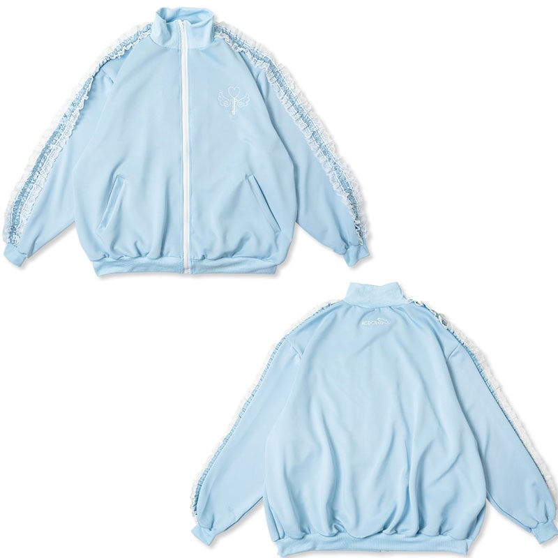 ACDC RAG 魔法 ジャージジャケット P.BL 長袖 原宿 韓国 原宿系 ファッション レディース かわいい 派手カワ サイドライン フリル