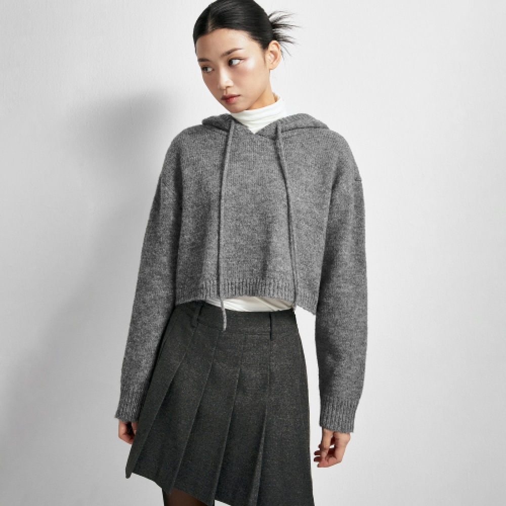 ミックスウールブレンドクロップフード付きプルオーバー_MIWKAEC49T 4,728円