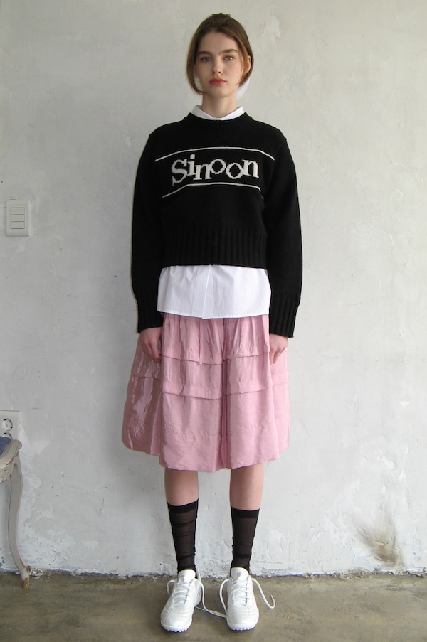 ネックラインラウンドネックsinoon シヌーン PULLOVER KNIT (IVORY