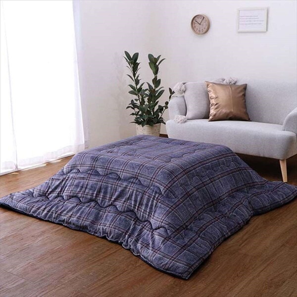 1171700190211 こたつ布団 長方形 単品 カジュアル チェック柄 撥水 ネイビー 約190×240cm メーカー直送