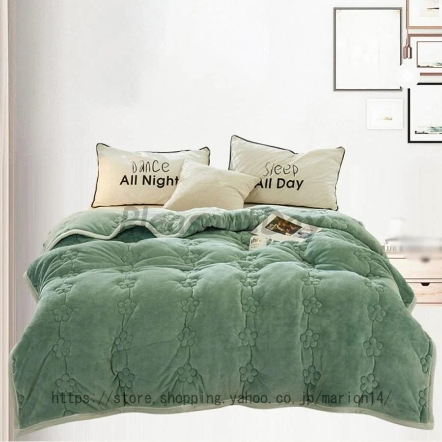 あったか ボア布団 毛布 シングル フランネル 掛け布団 綿入り リーフ柄 毛布布団 マイクロファイバー ひざ掛け ボリューム 洗える 布団 ふとん あたたか