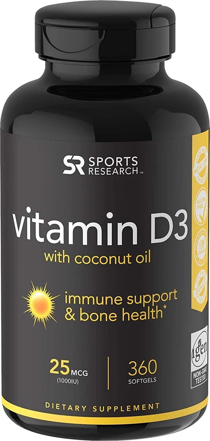 ビタミンD3(1000iu/25mcg) ココナッツオイルで強化され吸収性が向上 非GMOグルテンフ