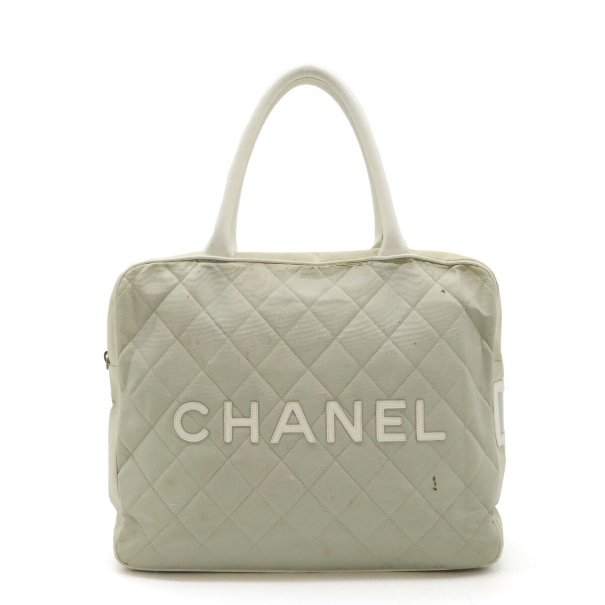 スポーツライン マトラッセ ロゴ ハンドバッグ ミニボストンバッグ キャンバス レザー グレー ホワイ