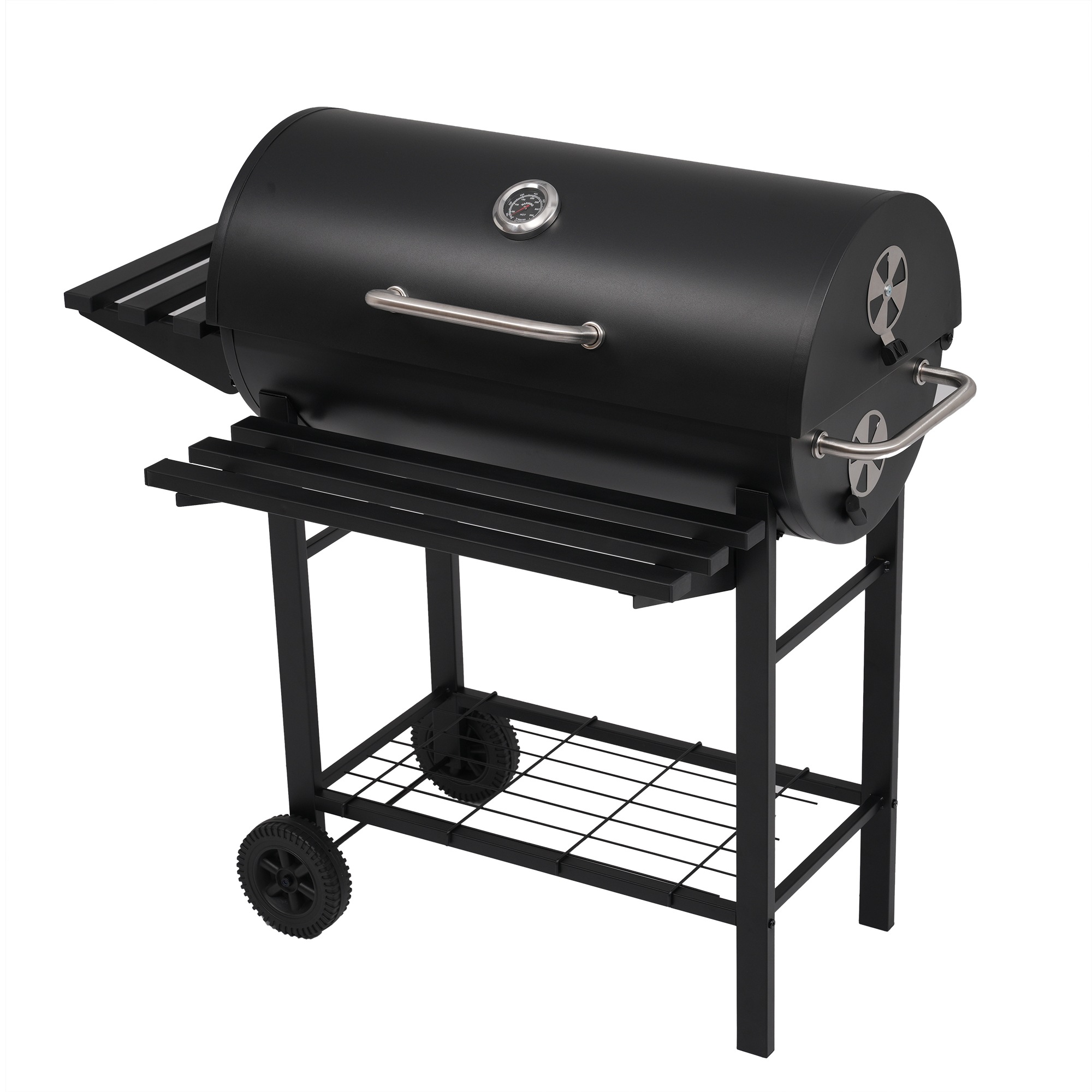 【国内3日内出荷】【レインカバー付き】バーベキューコンロ 焼き網 温度計 多用棚板 8-12人用 燻製 温度計で検温可能 BBQコンロ バレル式 バーベキュースタンド BBQスタンド バーベキューグリ