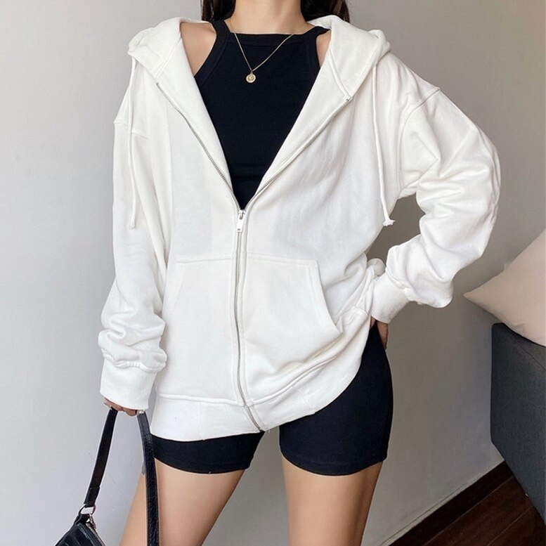 トップス レディース パーカー 長袖 ジップアップ フード付き スウェット トレーナー ドロップショルダー ポケット付き フーディ ホワイト ブラック ライトグレー ダークグレー 大人可愛い きれいめ