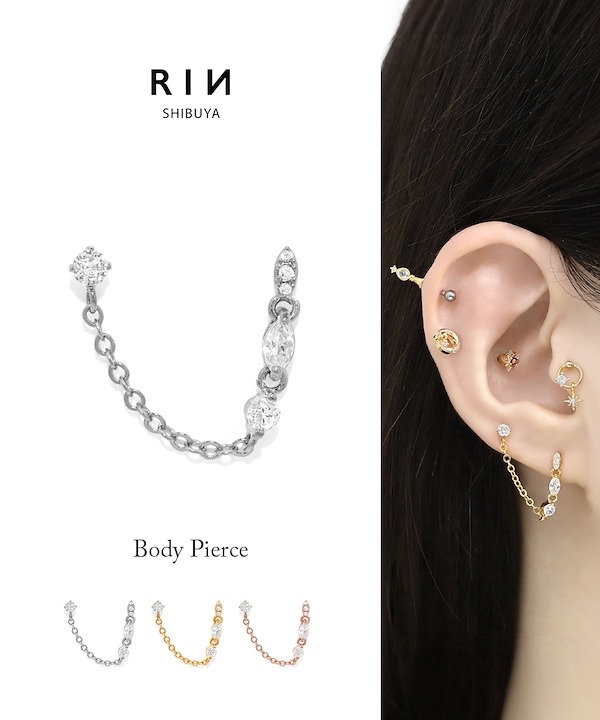 p053【⚠️売約済み】１粒ダイヤチェーンピアス　純銀　S999　ピュアシルバー p053【⚠️売約済み】1粒ダイヤチェーンピアス 純銀 S999