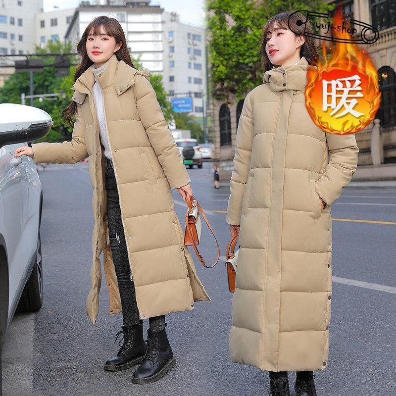ダウンコート 中綿コート レディース 冬服 超ロング丈 スリット 暖かい コート 裏ボア 防風 ダウンジャケット フード付き カジュアル 寒さ対策