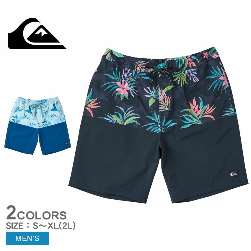 ボードショーツ メンズ TROPIC FEVER VOLLEY 20NB ブラック 黒 ブルー 青 QBS242024 水着 サーフトランクス ハーフパンツ アロハ 短パン サーフィン サーファー