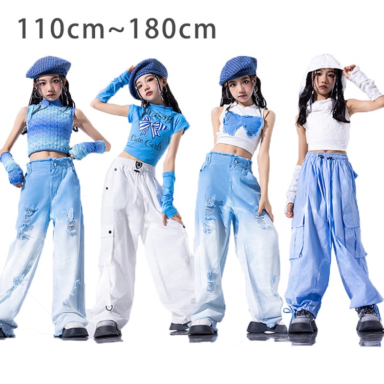 jazz 女の子 キッズ ダンス衣装 セットアップ 半袖 トップス へそ出し カーゴパンツ おしゃれ カジュアルtシャツ ダンスパンツ サルエルパンツ ヒップホップ ジャズダンス ポッピング ロッ