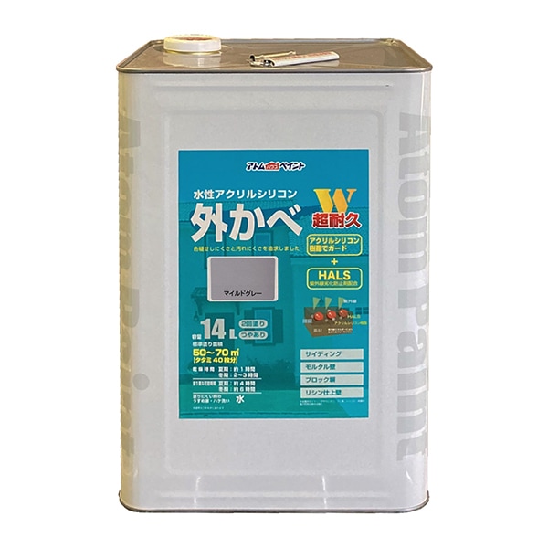 アトムハウスペイント 00001-15856 水性アクリルシリコン外かべ 14L マイルドグレー