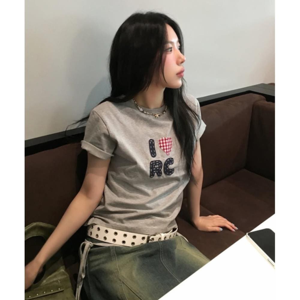 ROCKCAKE Check Heart Top Gray RC25TP23600GR