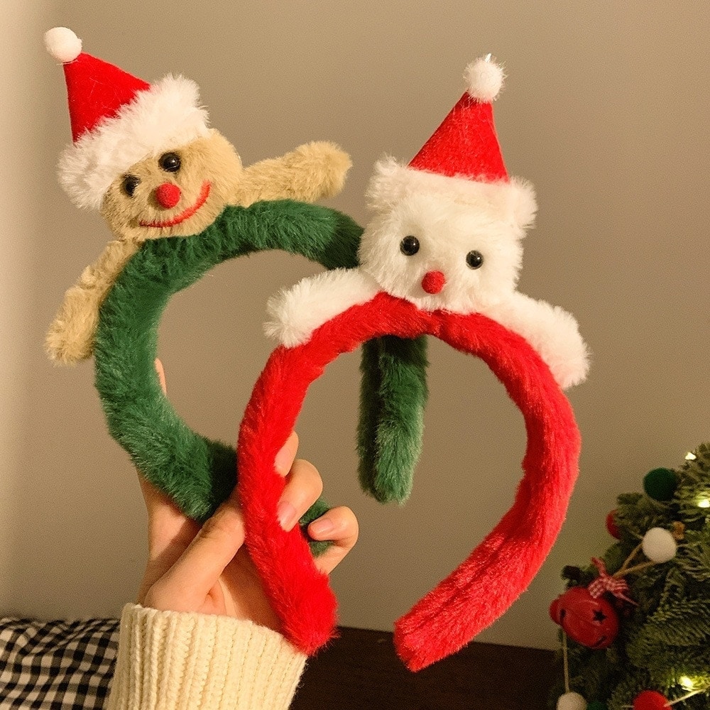 レッドクリスマスの髪飾りカチュ今週の割引は 25% オフですーシャレディーかわいい雪だるまジンジャーマンウールカフ写真を撮る2024新型