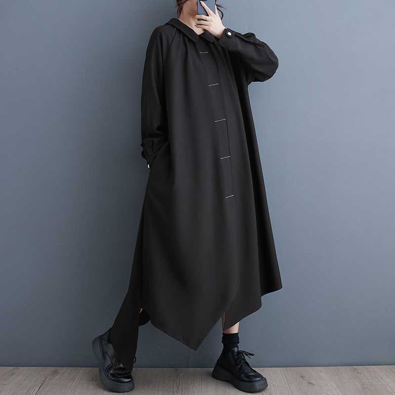 ワンピースドレス長袖ロングマキシ丈ワンピ大きいサイズ ドッキング メガ割 ロングドレス 体型カバー レディース 2024秋新品 シャツワンピース ワンピース 12