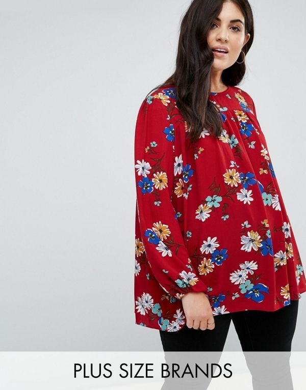 Alice & You レディース 大きめサイズ ゆったりサイズ 送料無料 Red multi Relaxed Smock Top In Bold Floral
