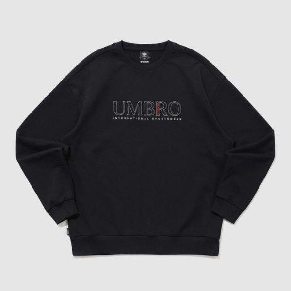 長袖Tシャツ LQC UQ121CFS16-BLK エッセンシャルプラス刺繍レタリングスウェットシャツ BLACK