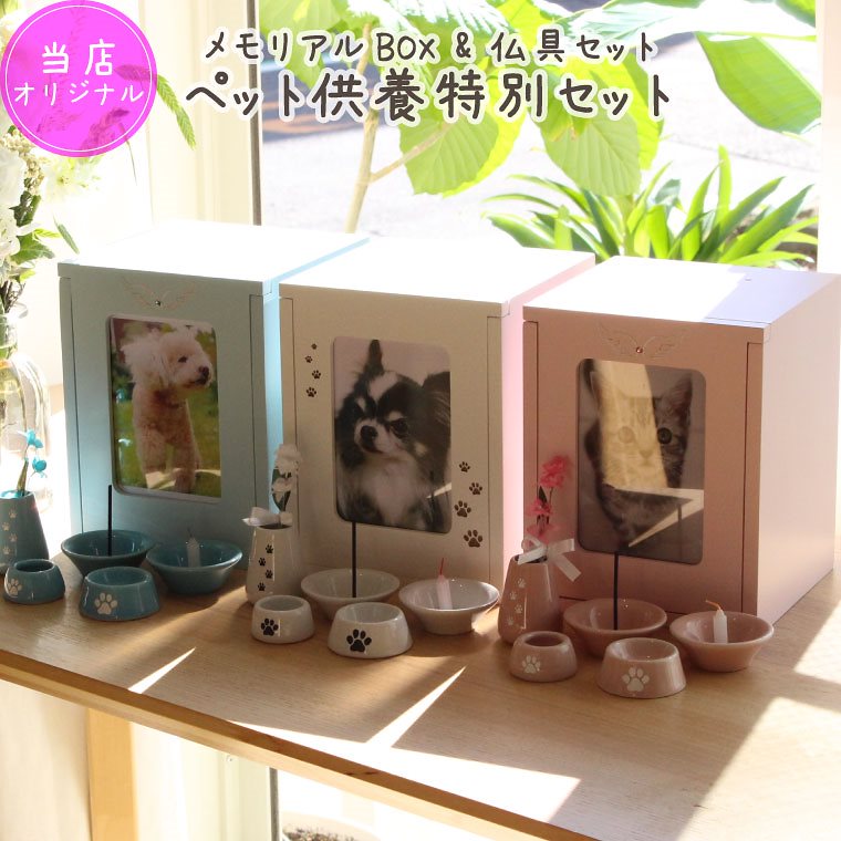 5％OFF】 ペットロス 手元供養 仏壇 お供え 猫 犬 ペット供養 ペット用 かわいい 仏具8点セット 肉球刻印入り 天使のはね あしあと セット  仏壇 ペット メモリアル 家族 小動物 あの子 足あと ペット用仏具用品 カラー:ブルー - flaviogimenis.com.br