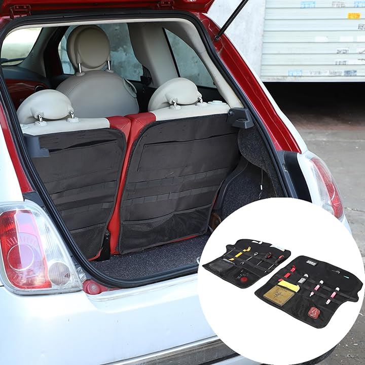 フィアット 500 専用 シートバックポケット 車用収納ポケット 後部座席収納 ハンギングバッグ オックスフォード製 取付簡単 2点セット Bタイプ