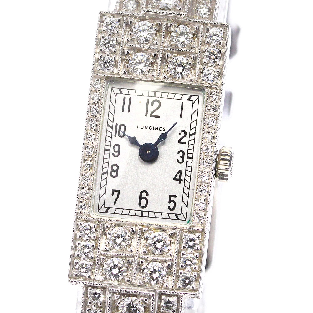 【LONGINES】ロンジン K18WG ダイヤベゼル ヴィンテージ L2.192.7 手巻き レディース_740365【中古】