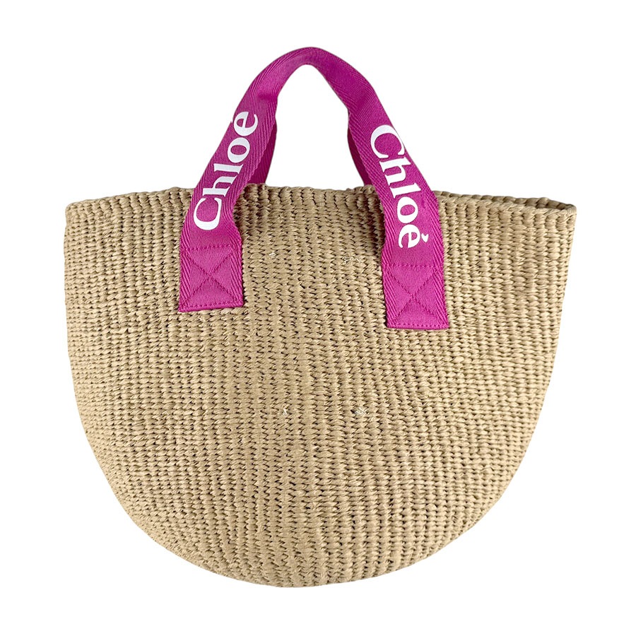 クロエ Chloe ハンドバッグ クロエキッズ Chloe x Mifuko /ペーパーファイバー ベージュ/ピンク レディース z8163