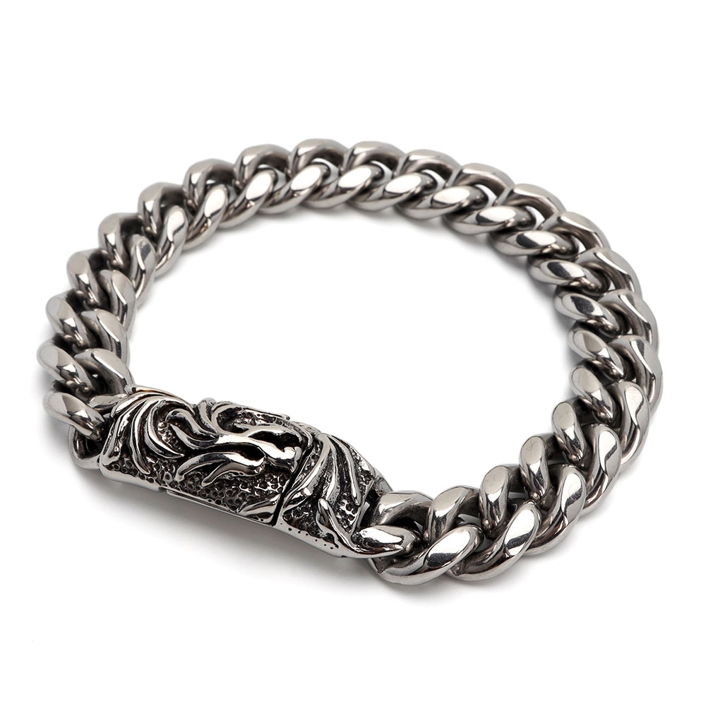 ステンレス ドラゴンブレスレット 燻加工 [b659]
