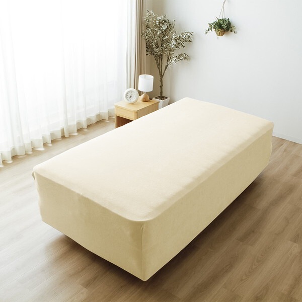 小栗 メリーナイト 極厚 のびのびシーツ セミダブル～ダブルサイズ シンカーパイル 約110×185cm ベッドマットレスシーツ アイボリー