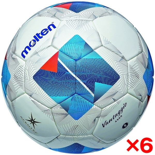 6個セット サッカーボール 5号球 ヴァンタッジオ4900芝用 検定球 国際公認球 ホワイトxブルー F5N4900