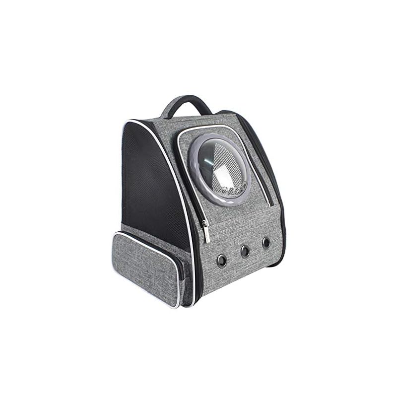 FUWAMIAO 猫 キャリー バッグ ペットキャリー リュック バッグ 小型犬 宇宙船 宇宙船型 通気性 大容量 折り畳み 通院 旅行 災害避難用 耐荷重8KG (グレー)