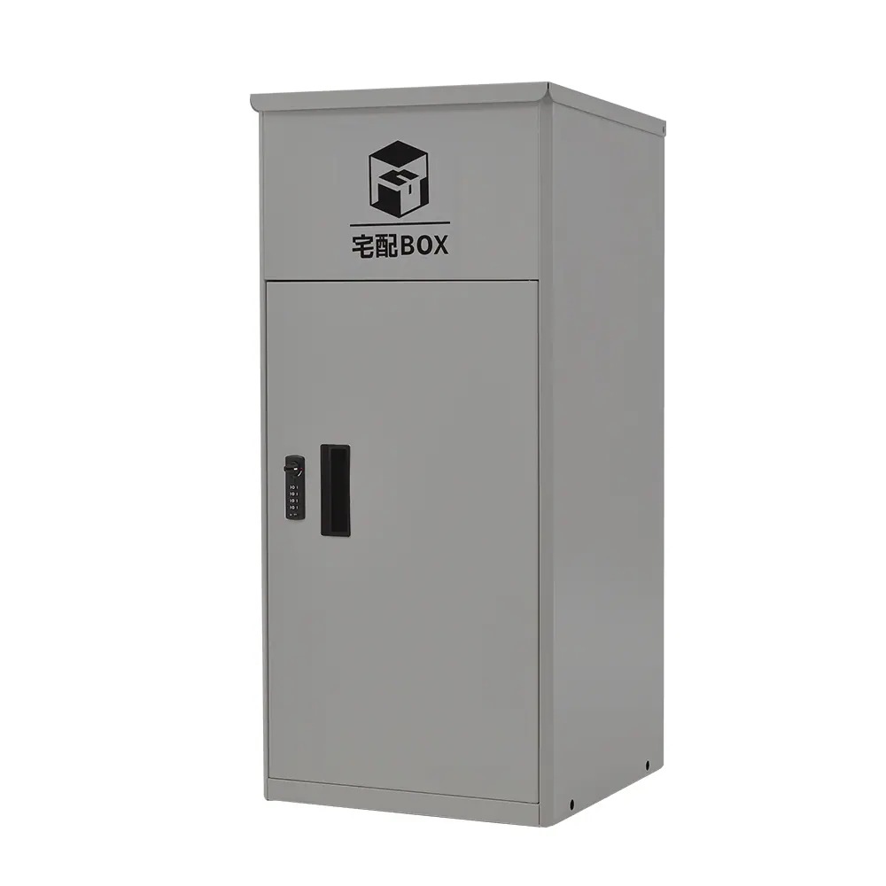 【日本国内出荷-3日で配達】日系新金 81.5*37.5*32.5cm 木目調ポスト置き型宅配ボックス付きスタンドポストおしゃれ一戸建て用 大型 郵便受けスタンドポスト置き配シンプル玄関 DJYC22