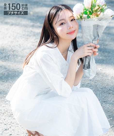 シャツ・ブラウス 小さいサイズ　綿100％透かし刺繍Vネックペプラムブラウス　低身長さん・小柄女性