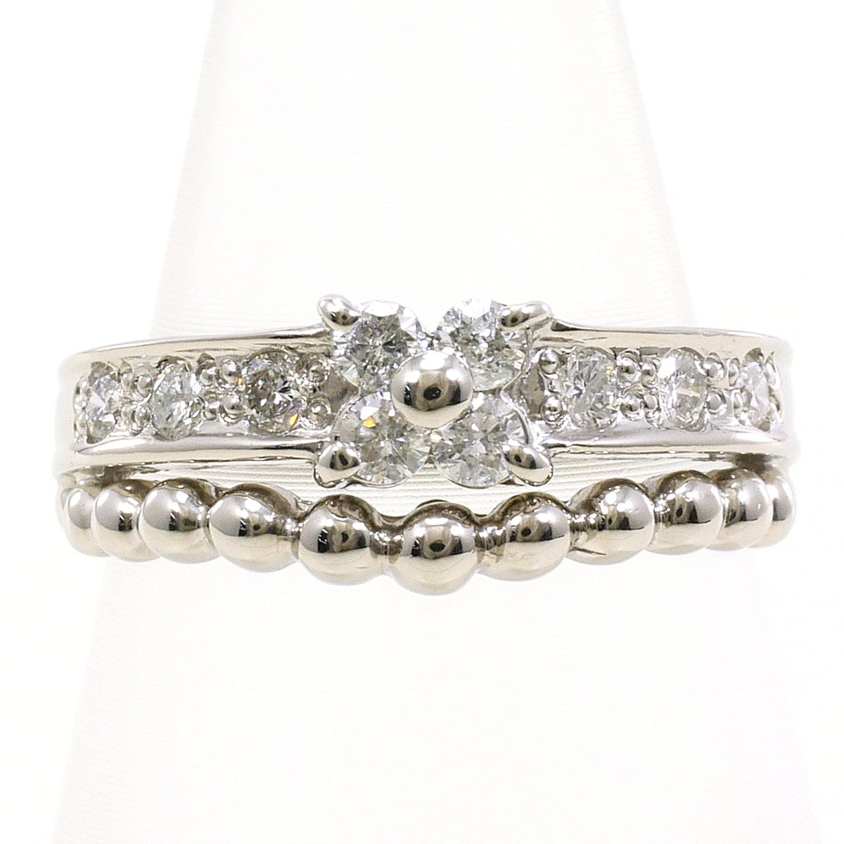 PT900 プラチナ リング・指輪 1号 ダイヤモンド 0.20ct 総重量約2.9g 中古