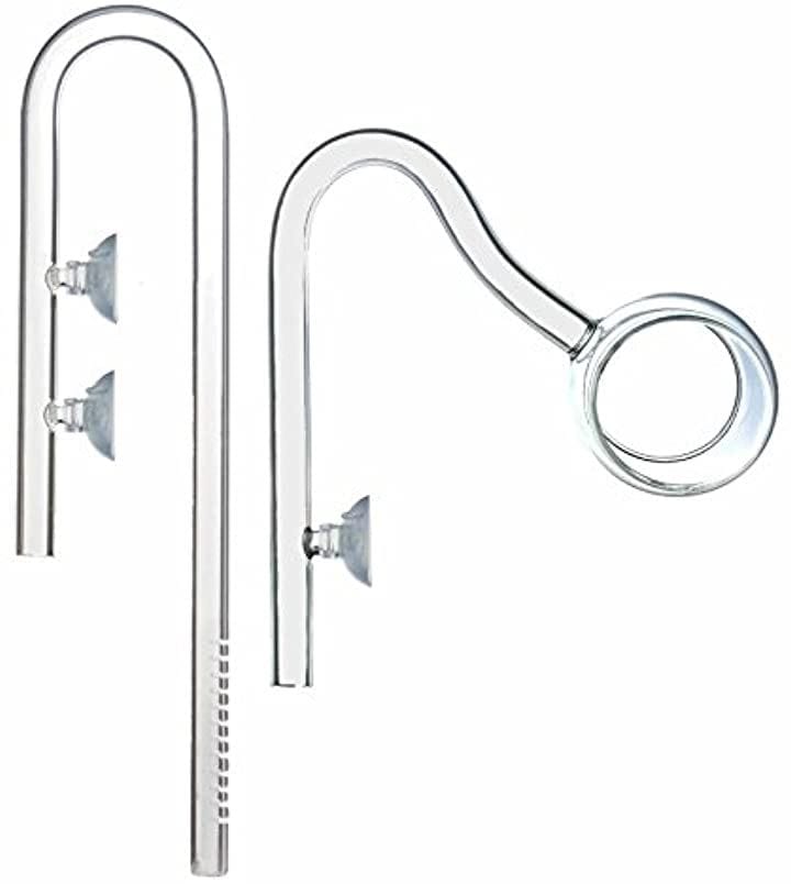 水槽 用 リング型 クリア ガラスパイプ 熱帯魚 アクアリウム 水草 12/16 ホース用 出水 吸水 セット(出水 吸水)