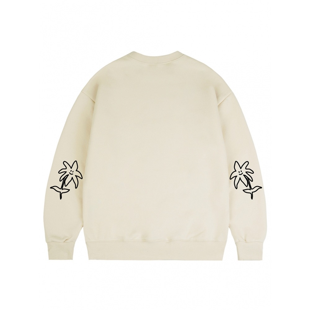 グラバーエルボー 2 ドローイングラインフラワースウェットシャツクリーム