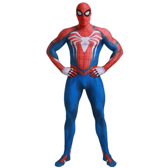 【新品開催 】スパイダーマン PS4 コスプレ キッズ 子供 大人 赤ー青色　全身タイツ ハロウイン　コスプレ衣装 ステージ衣装 ライクラ 柔らかい 弾力と伸縮性あり