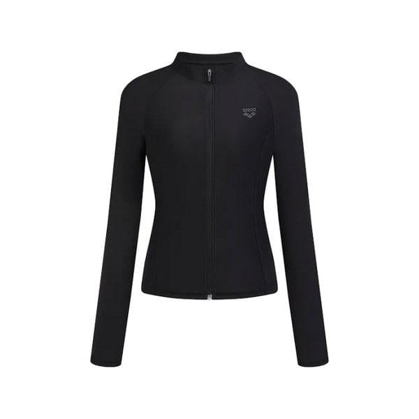 女性コア レギュラーフィット ジップアップ ラッシュガード (A6BL1QR41_BLK)