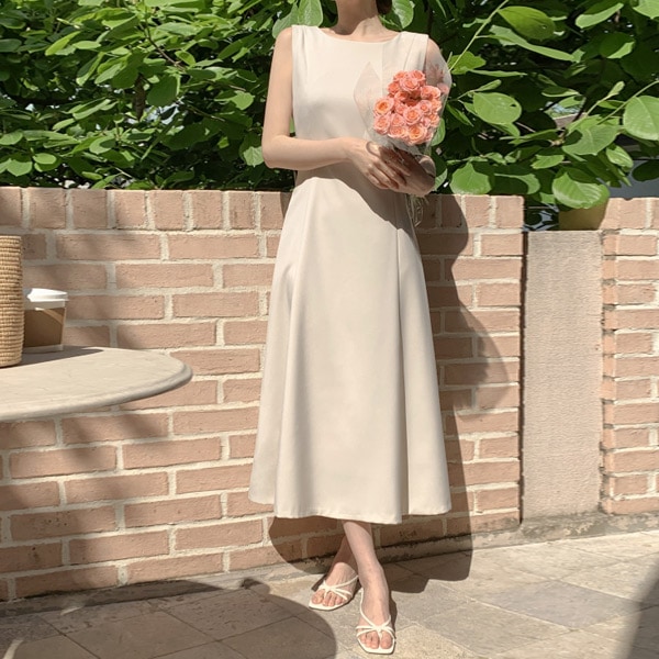 フレアスリーブレスロングワンピース op15188