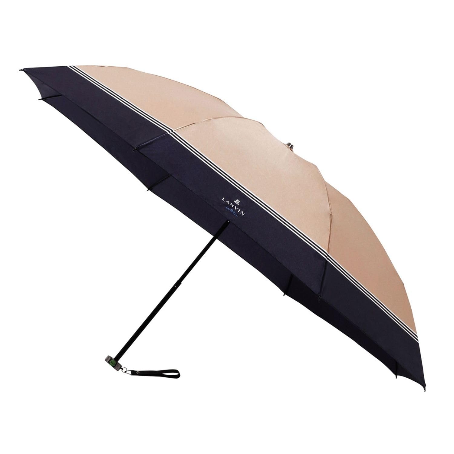ムーンバット 【ランバン オン ブルー】 雨傘 折りたたみ傘 レディース 通勤 通学 晴雨兼用 バイカラー サテン 21-084-11279-02 ベージュ