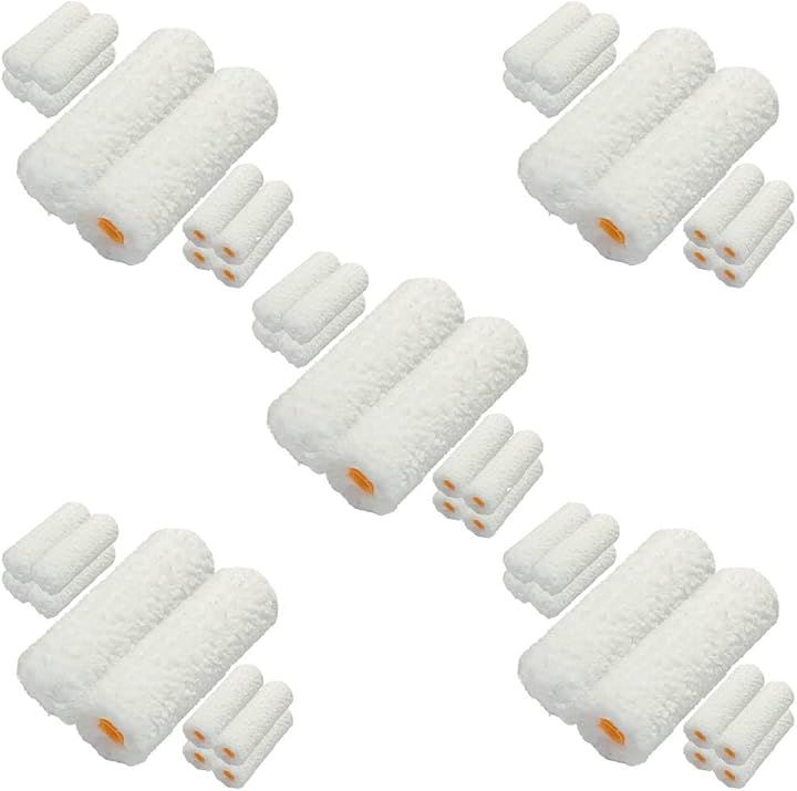 塗装ローラー マイクロファイバー スモール ペイント 50本セット ペンキ 用品 4インチ 14ミリ(ホワイト)