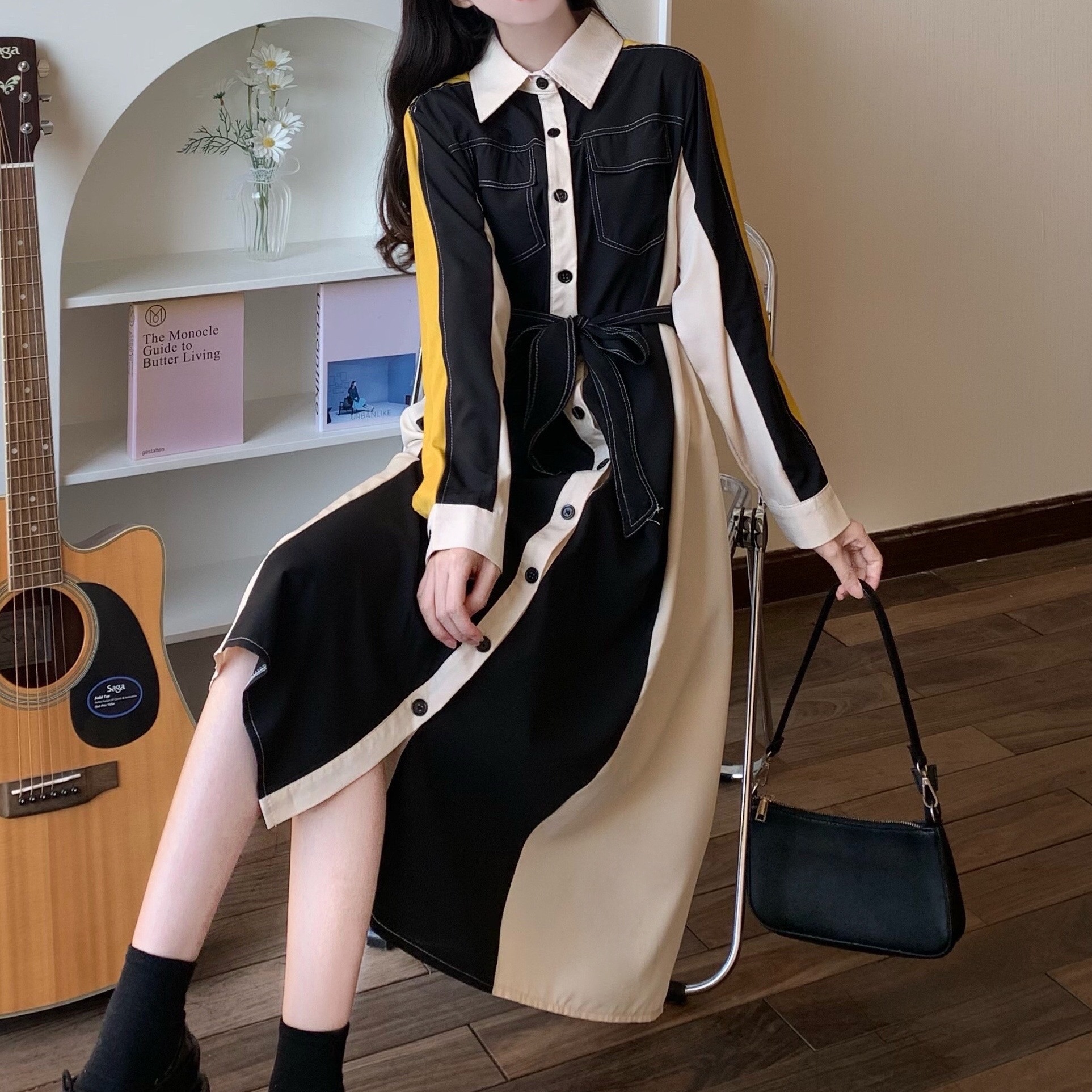 ワンピース レディース シャツワンピース M L XL 2XL 3XL 4XL 韓国 長袖 袖あり ロング ロング丈 かわいい 大人可愛い カジュアル おしゃれ お洒落 かっこいい こなれ感 主役級