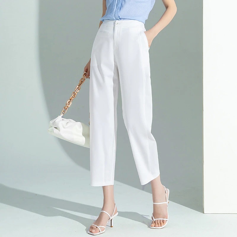 韓国レディース通勤テーパードパンツ夏の新型九分パンツハイウエストて痩せていますスラックスパンツ30%制限