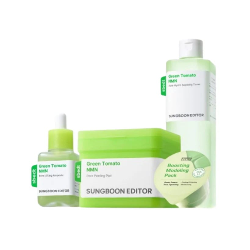 [25SS/New]RE-EDIT グリーントマト NMN 毛穴セット(グリーントマト アンプル 40ml+トナー 350ml+パッド 60枚+モデリングパック)