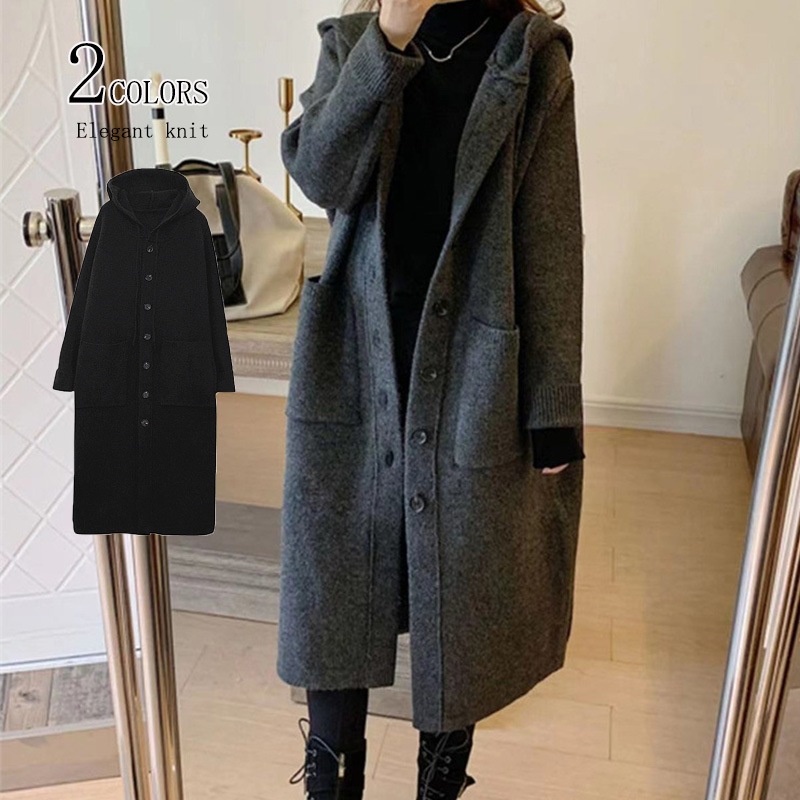 ニット 体型カバー 羽織 ゆったり 部屋着 無地 おしゃれ ロングカーディガン カーディガン ロングコート コーディガン ノーカラー レディース 柔らかい ニットセーター アウター ニットコート 通学